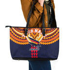 Personalized Adelaide Crows Leather Tote Bag Polynesian Tribal Pattern Heritage Football