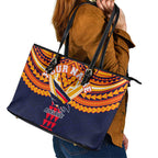 Personalized Adelaide Crows Leather Tote Bag Polynesian Tribal Pattern Heritage Football