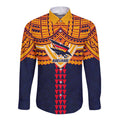 Personalized Adelaide Crows Long Sleeve Button Shirt Polynesian Tribal Pattern Heritage Football