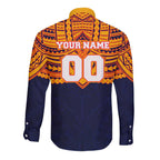 Personalized Adelaide Crows Long Sleeve Button Shirt Polynesian Tribal Pattern Heritage Football