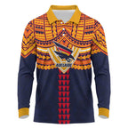 Personalized Adelaide Crows Long Sleeve Polo Shirt Polynesian Tribal Pattern Heritage Football