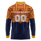Personalized Adelaide Crows Long Sleeve Polo Shirt Polynesian Tribal Pattern Heritage Football