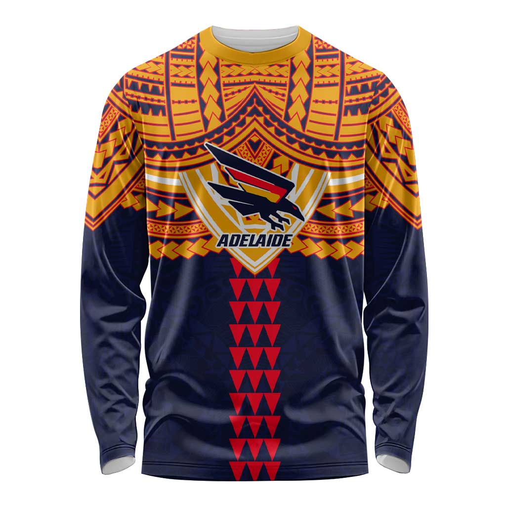 Personalized Adelaide Crows Long Sleeve Shirt Polynesian Tribal Pattern Heritage Football