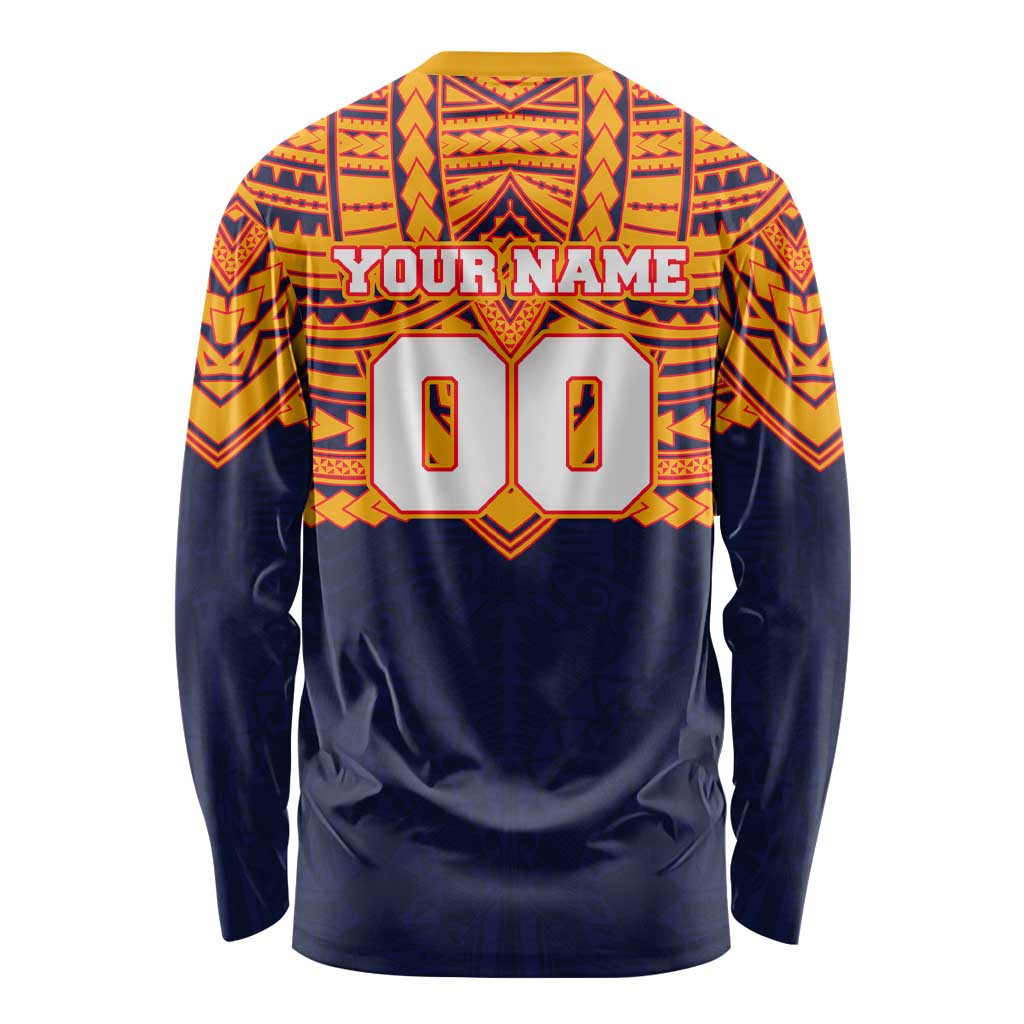 Personalized Adelaide Crows Long Sleeve Shirt Polynesian Tribal Pattern Heritage Football