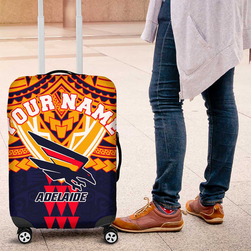 Personalized Adelaide Crows Luggage Cover Polynesian Tribal Pattern Heritage Football