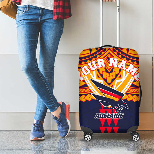 Personalized Adelaide Crows Luggage Cover Polynesian Tribal Pattern Heritage Football