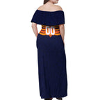 Personalized Adelaide Crows Off Shoulder Maxi Dress Polynesian Tribal Pattern Heritage Football