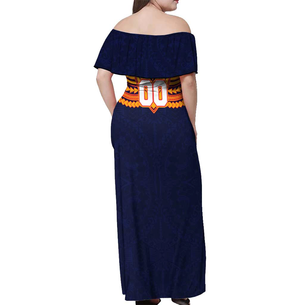 Personalized Adelaide Crows Off Shoulder Maxi Dress Polynesian Tribal Pattern Heritage Football