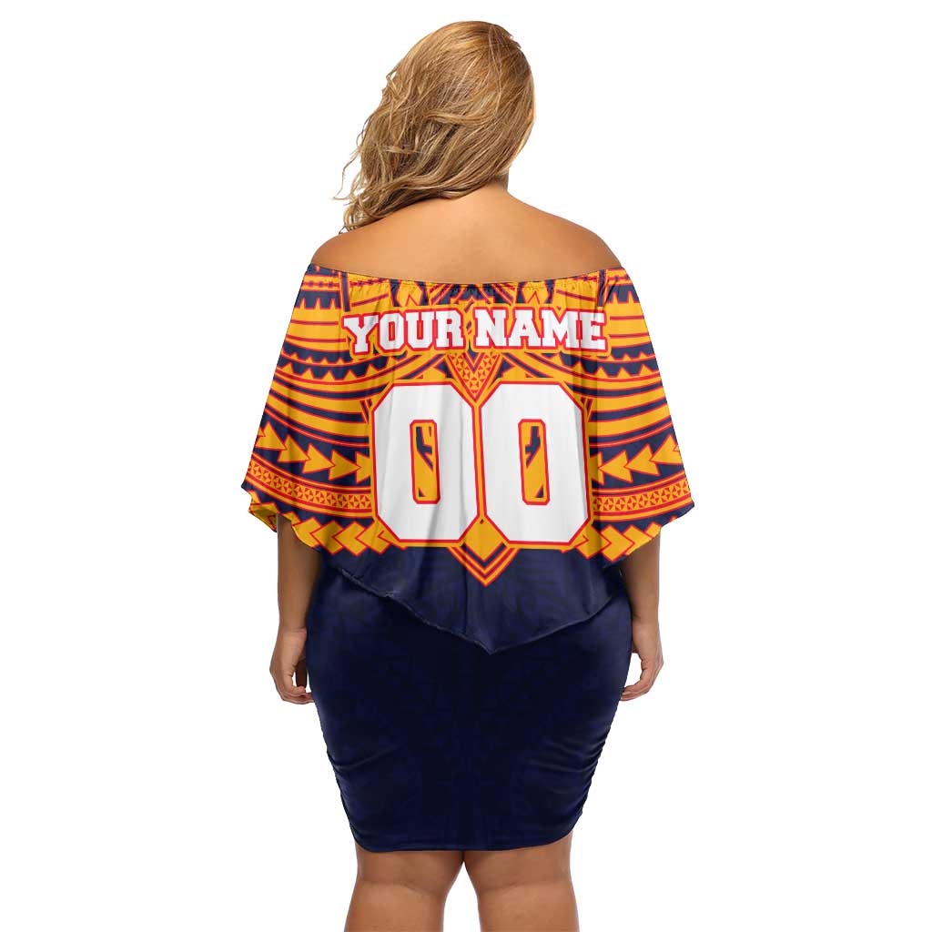 Personalized Adelaide Crows Off Shoulder Short Dress Polynesian Tribal Pattern Heritage Football