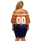 Personalized Adelaide Crows Off Shoulder Short Dress Polynesian Tribal Pattern Heritage Football