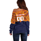 Personalized Adelaide Crows Off Shoulder Sweater Polynesian Tribal Pattern Heritage Football