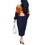 Personalized Adelaide Crows Off The Shoulder Long Sleeve Dress Polynesian Tribal Pattern Heritage Football