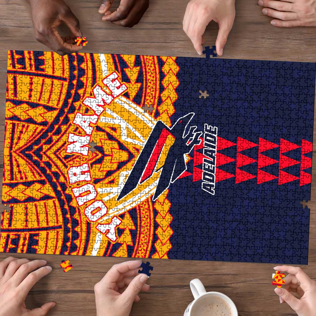 Personalized Adelaide Crows Puzzle Polynesian Tribal Pattern Heritage Football