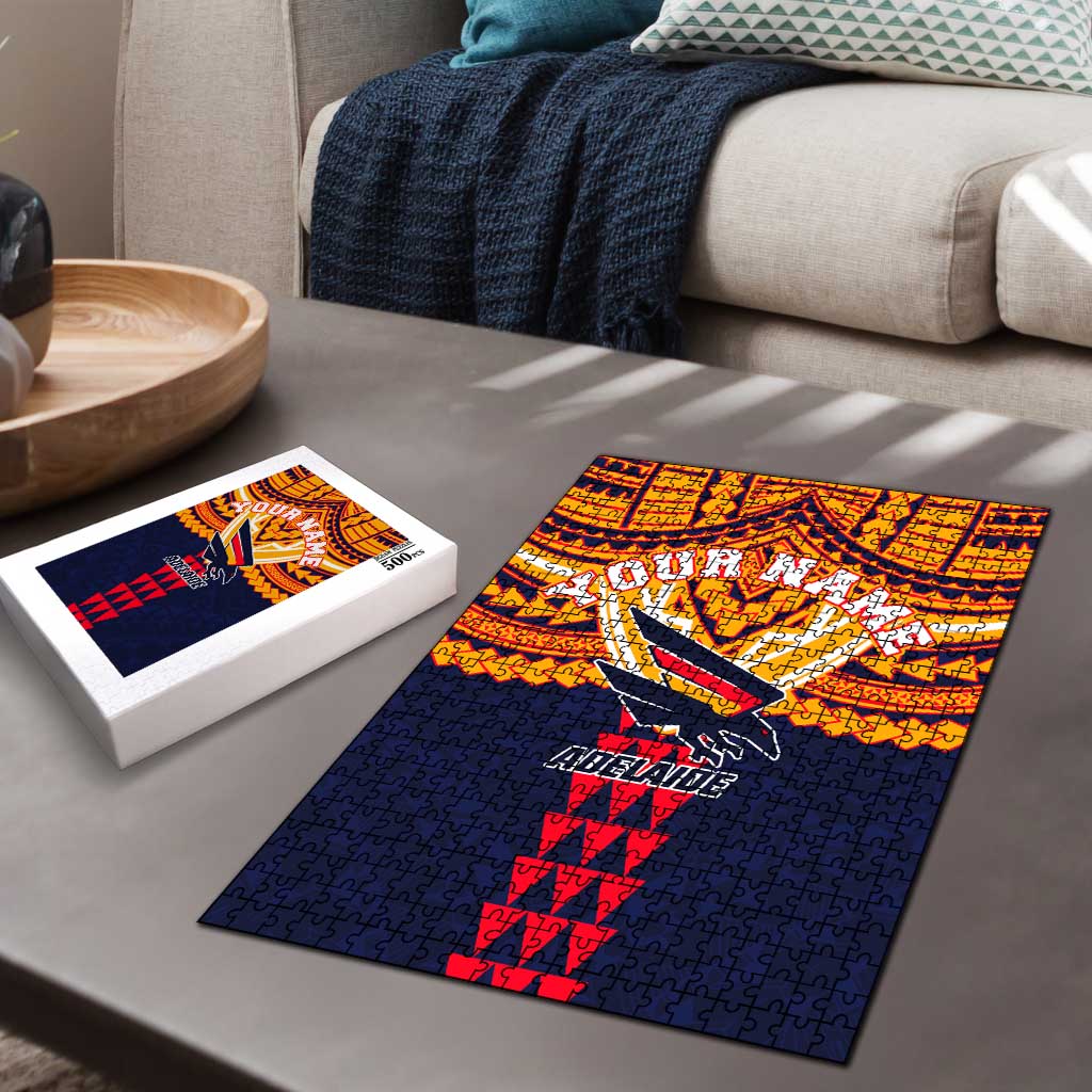 Personalized Adelaide Crows Puzzle Polynesian Tribal Pattern Heritage Football
