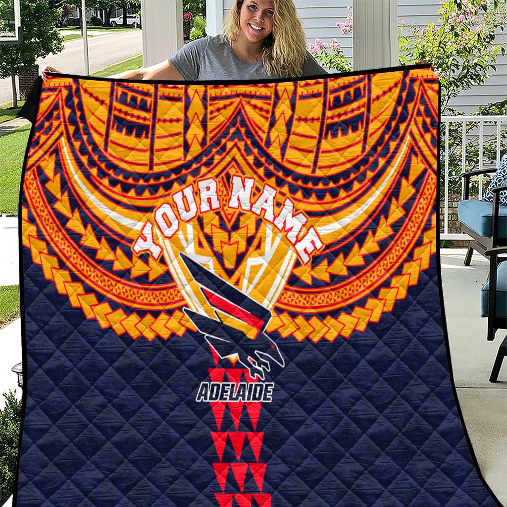 Personalized Adelaide Crows Quilt Polynesian Tribal Pattern Heritage Football