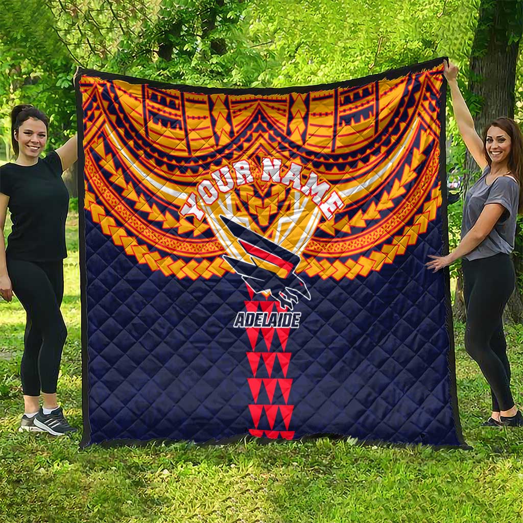 Personalized Adelaide Crows Quilt Polynesian Tribal Pattern Heritage Football