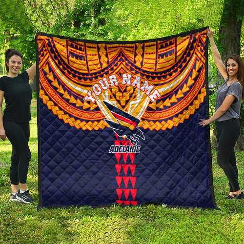 Personalized Adelaide Crows Quilt Polynesian Tribal Pattern Heritage Football