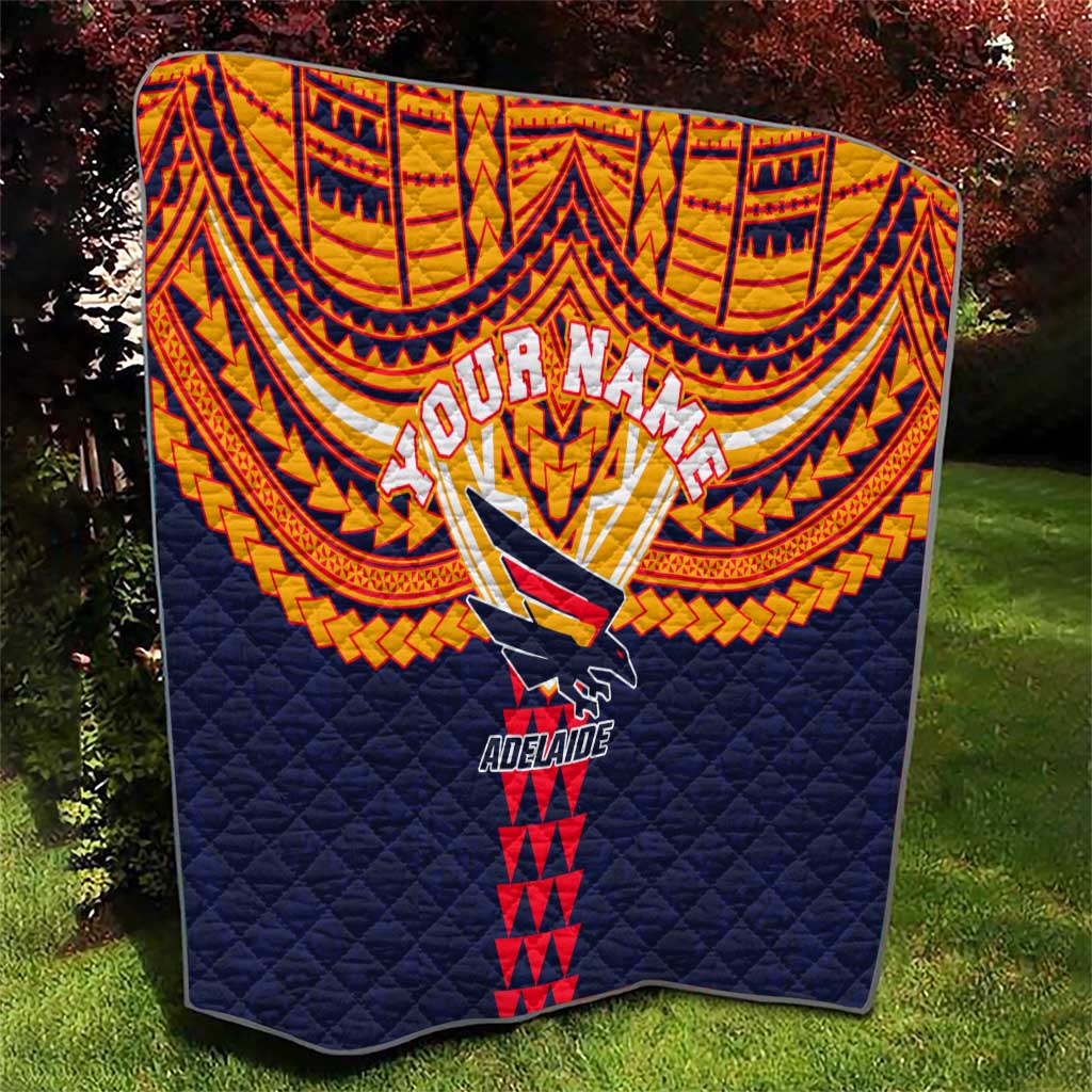 Personalized Adelaide Crows Quilt Polynesian Tribal Pattern Heritage Football