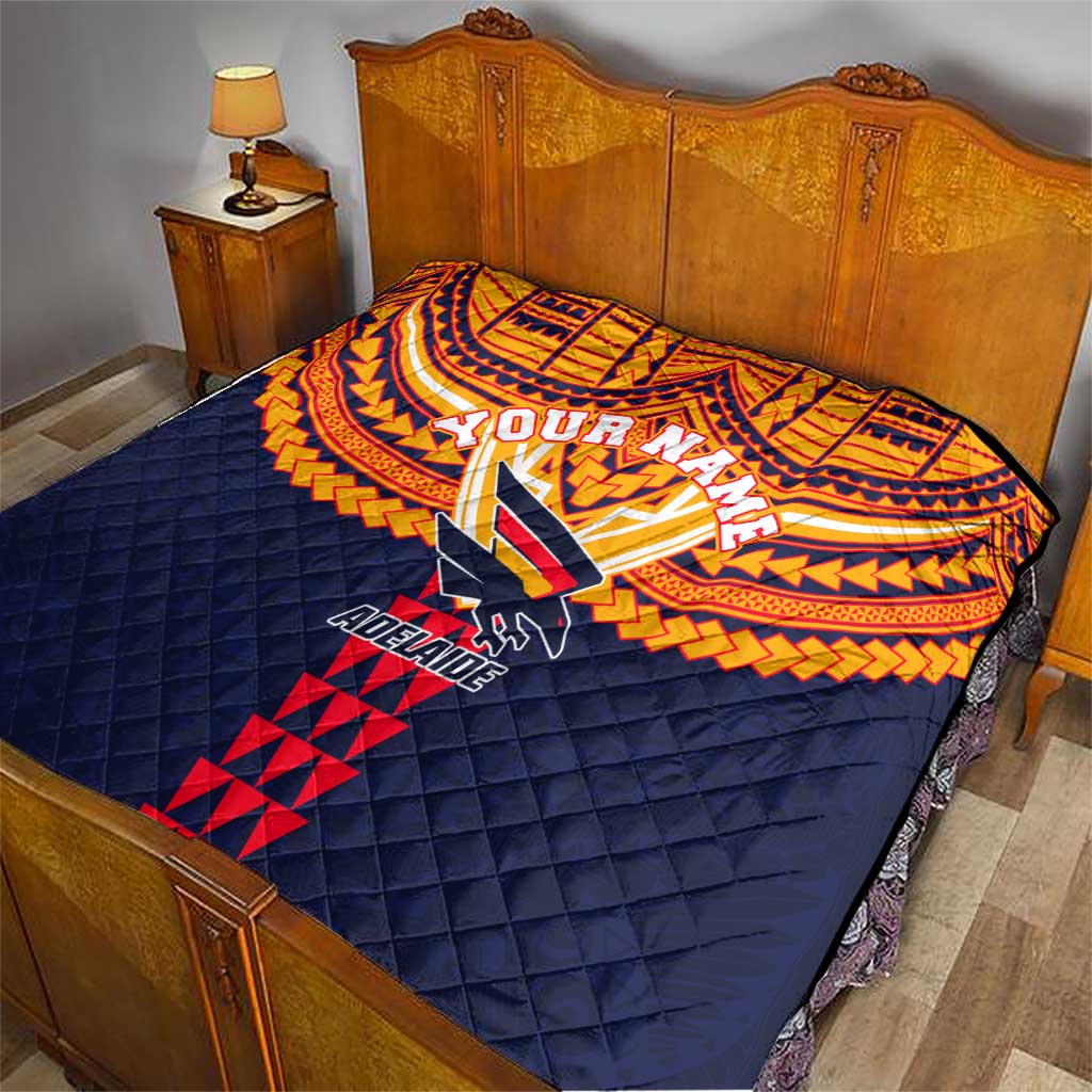 Personalized Adelaide Crows Quilt Polynesian Tribal Pattern Heritage Football