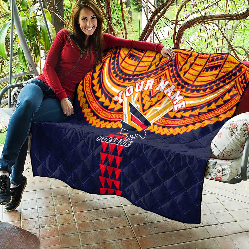 Personalized Adelaide Crows Quilt Polynesian Tribal Pattern Heritage Football