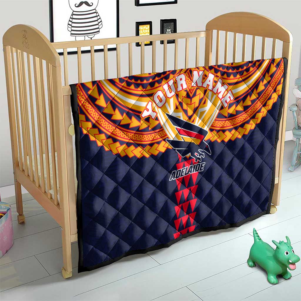 Personalized Adelaide Crows Quilt Polynesian Tribal Pattern Heritage Football