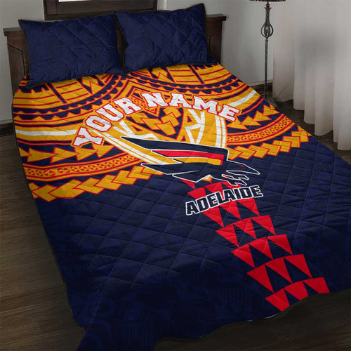 Personalized Adelaide Crows Quilt Bed Set Polynesian Tribal Pattern Heritage Football