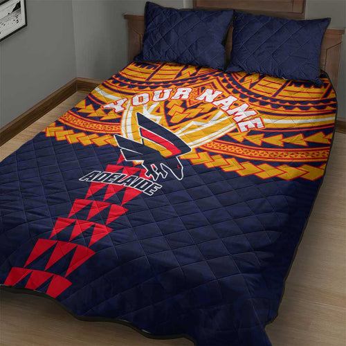 Personalized Adelaide Crows Quilt Bed Set Polynesian Tribal Pattern Heritage Football