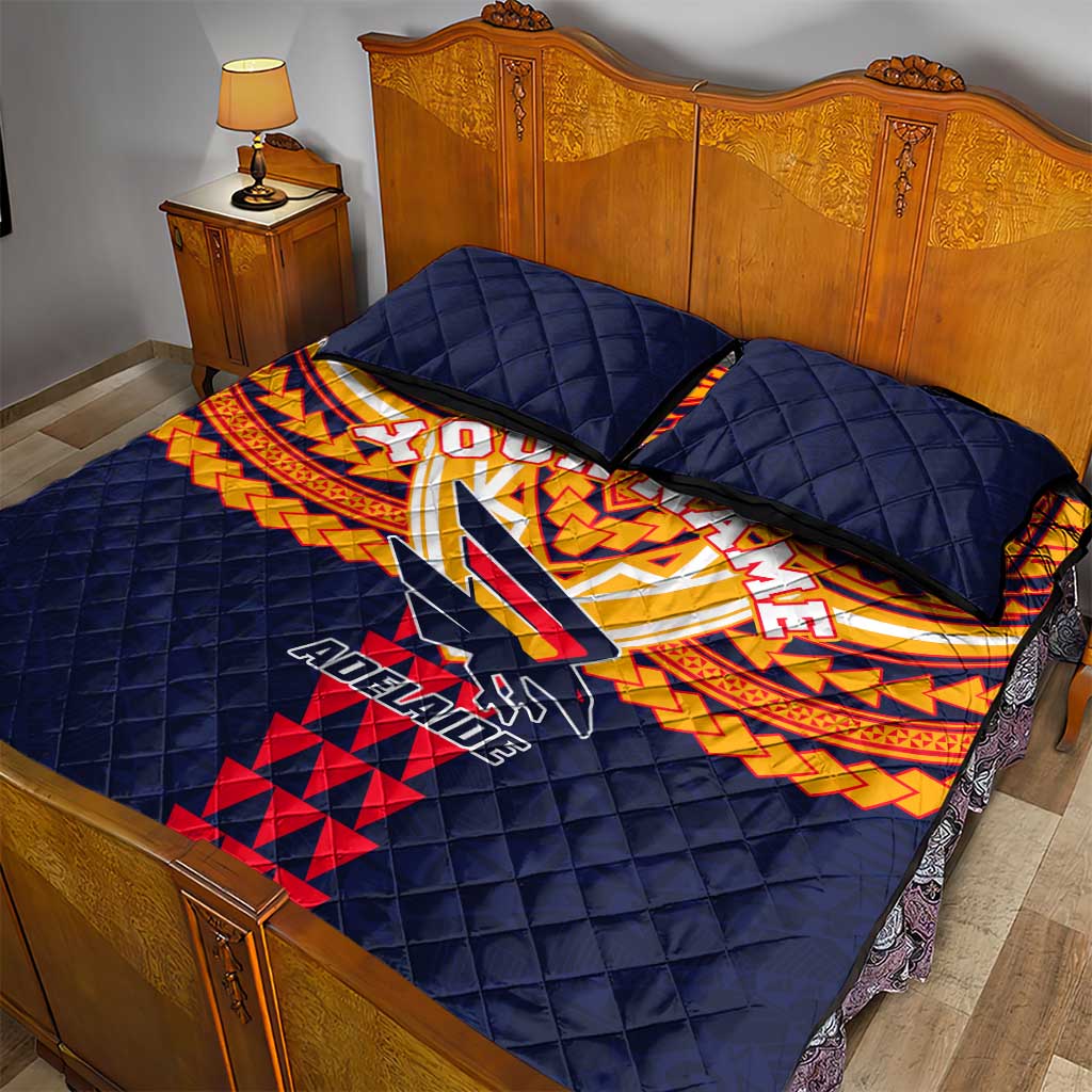 Personalized Adelaide Crows Quilt Bed Set Polynesian Tribal Pattern Heritage Football