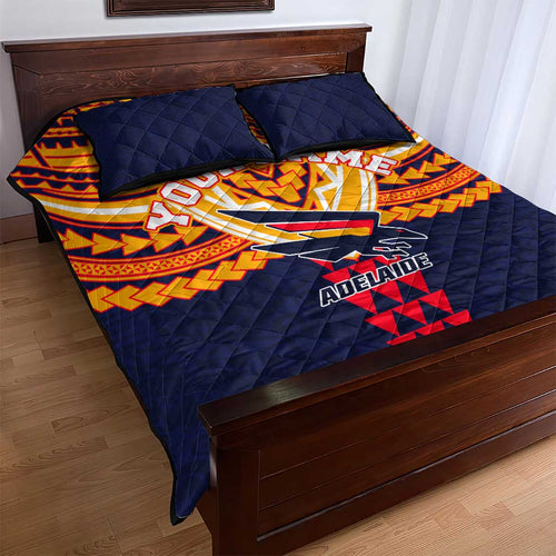 Personalized Adelaide Crows Quilt Bed Set Polynesian Tribal Pattern Heritage Football