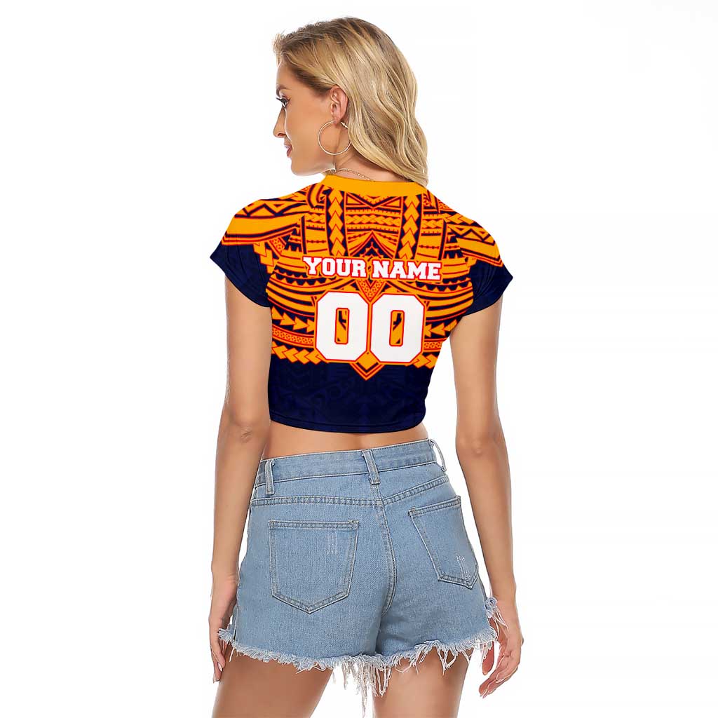 Personalized Adelaide Crows Raglan Cropped T Shirt Polynesian Tribal Pattern Heritage Football