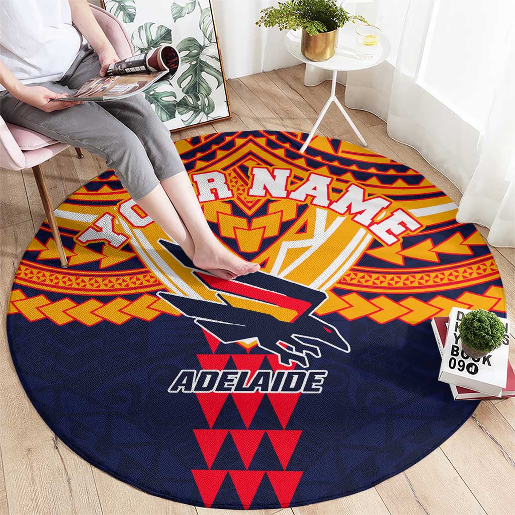 Personalized Adelaide Crows Round Carpet Polynesian Tribal Pattern Heritage Football