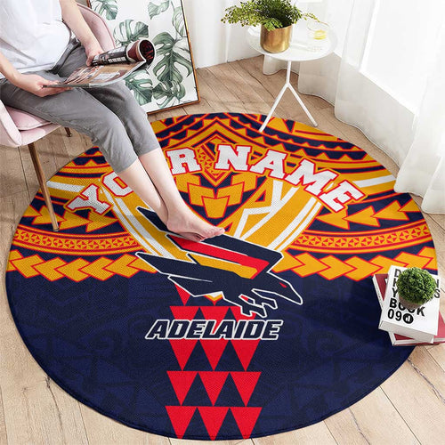 Personalized Adelaide Crows Round Carpet Polynesian Tribal Pattern Heritage Football