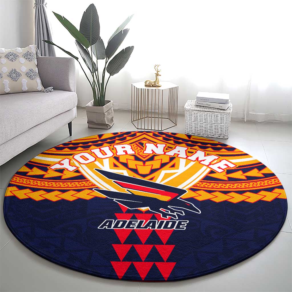 Personalized Adelaide Crows Round Carpet Polynesian Tribal Pattern Heritage Football