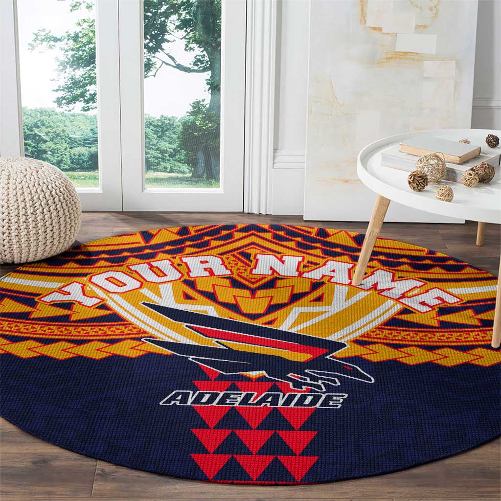 Personalized Adelaide Crows Round Carpet Polynesian Tribal Pattern Heritage Football