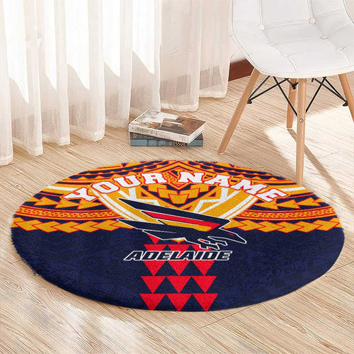Personalized Adelaide Crows Round Carpet Polynesian Tribal Pattern Heritage Football
