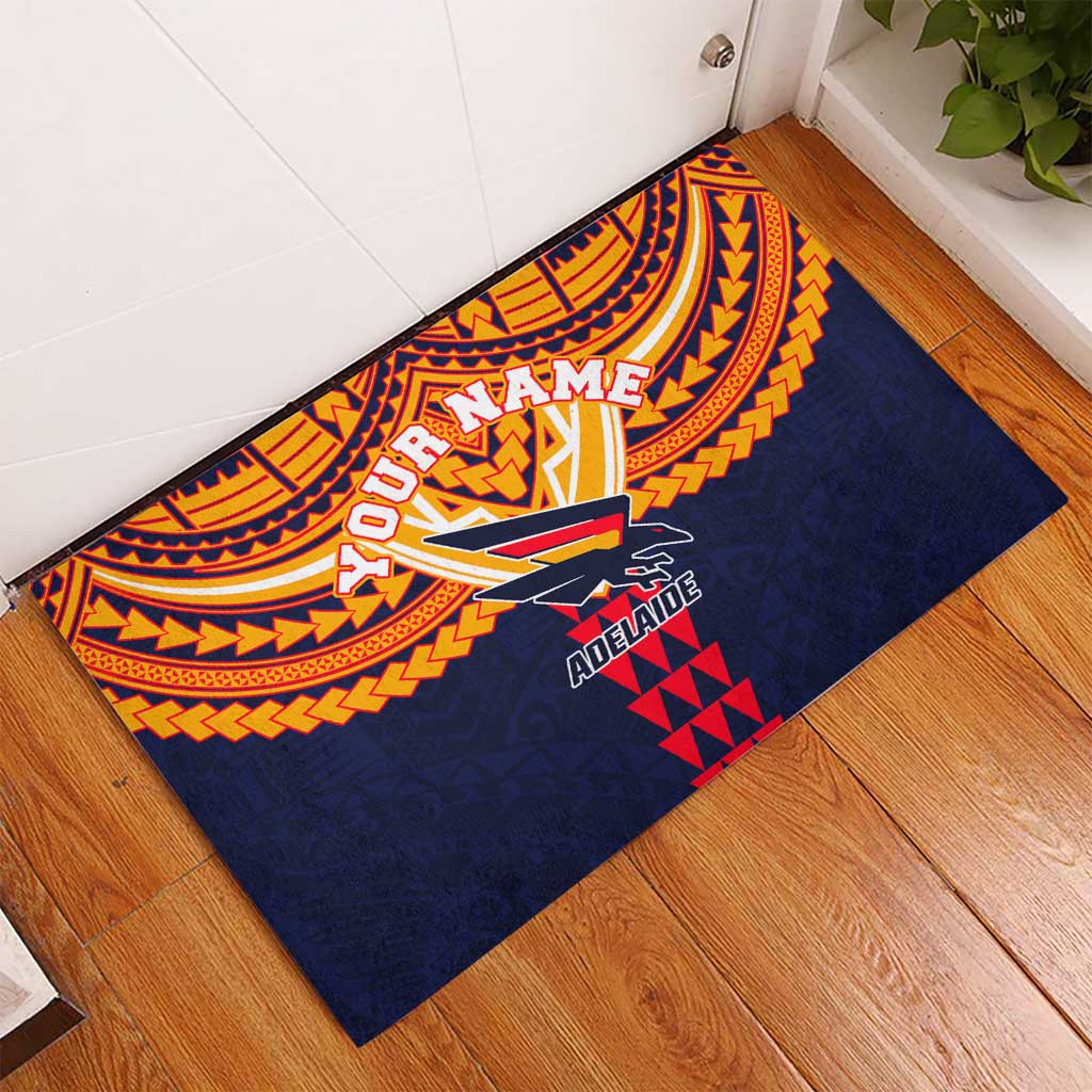 Personalized Adelaide Crows Rubber Doormat Polynesian Tribal Pattern Heritage Football