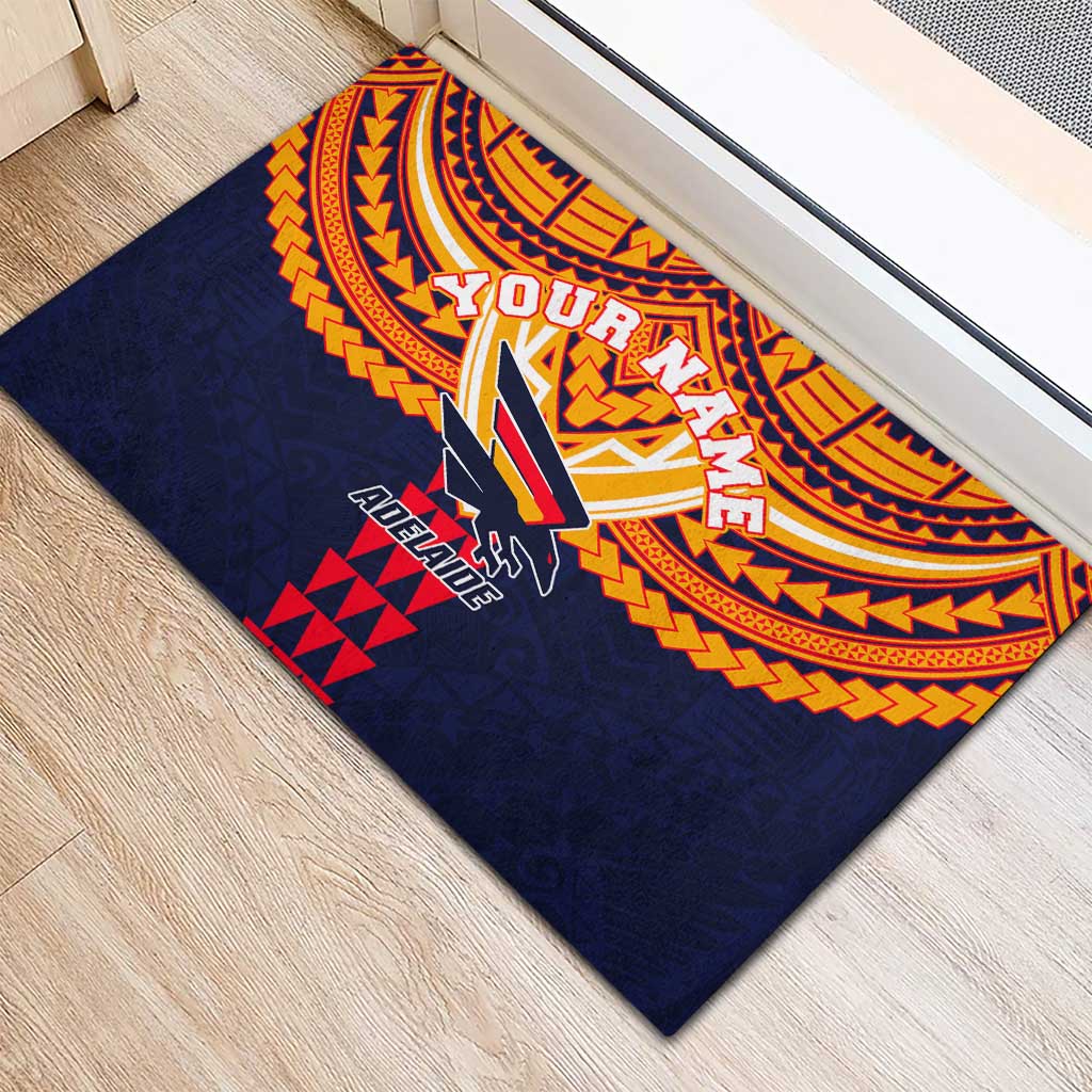 Personalized Adelaide Crows Rubber Doormat Polynesian Tribal Pattern Heritage Football