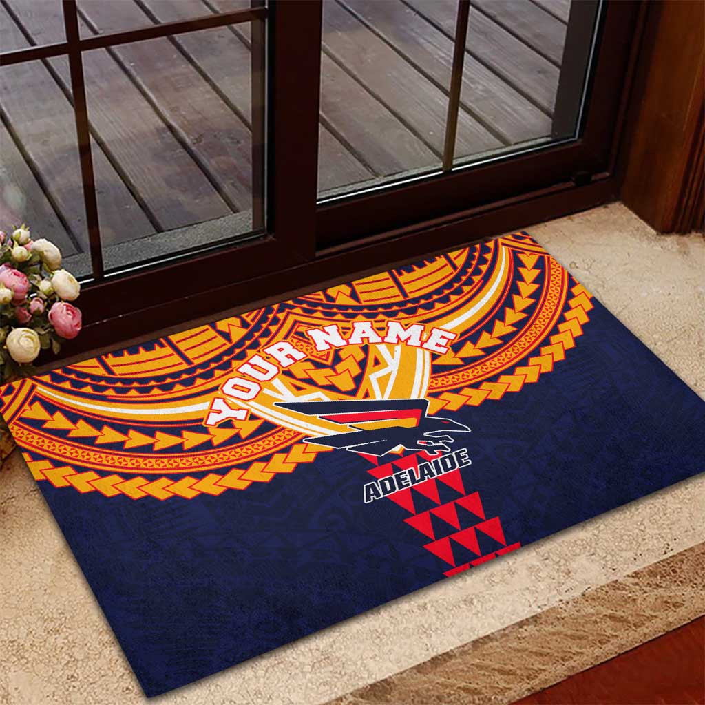 Personalized Adelaide Crows Rubber Doormat Polynesian Tribal Pattern Heritage Football