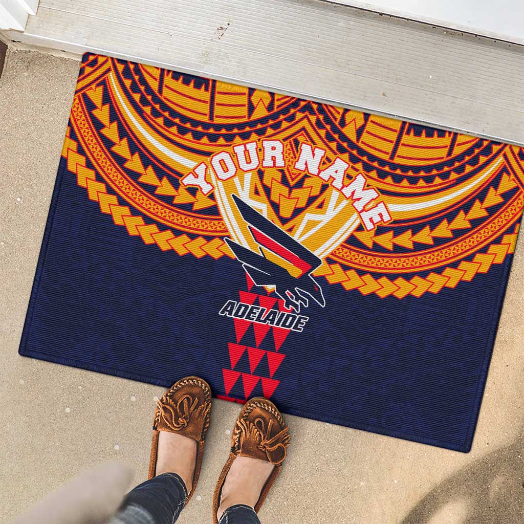 Personalized Adelaide Crows Rubber Doormat Polynesian Tribal Pattern Heritage Football