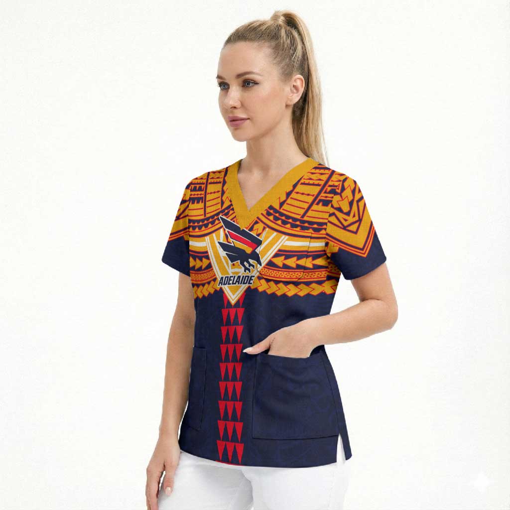 Personalized Adelaide Crows Scrub Top Polynesian Tribal Pattern Heritage Football