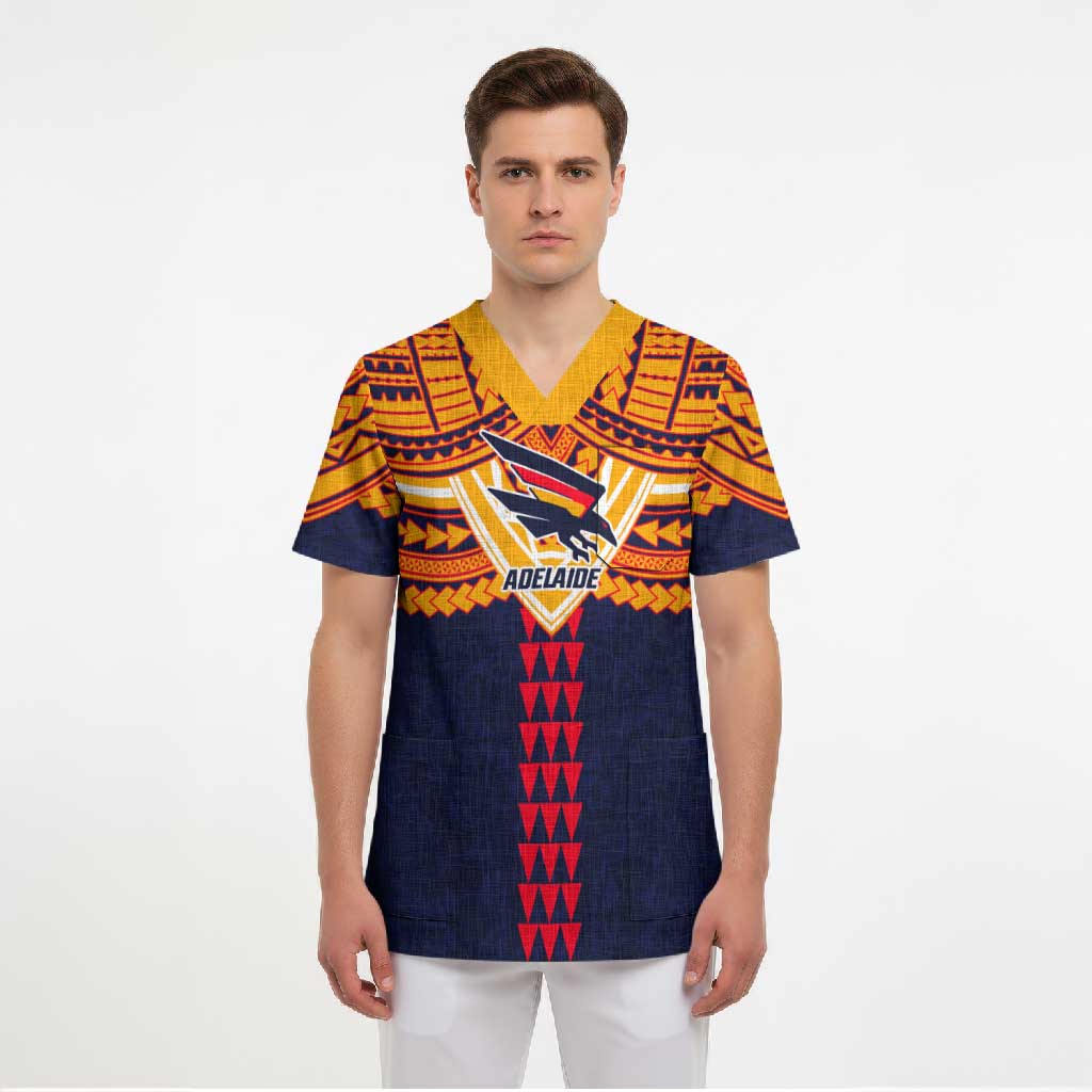Personalized Adelaide Crows Scrub Top Polynesian Tribal Pattern Heritage Football