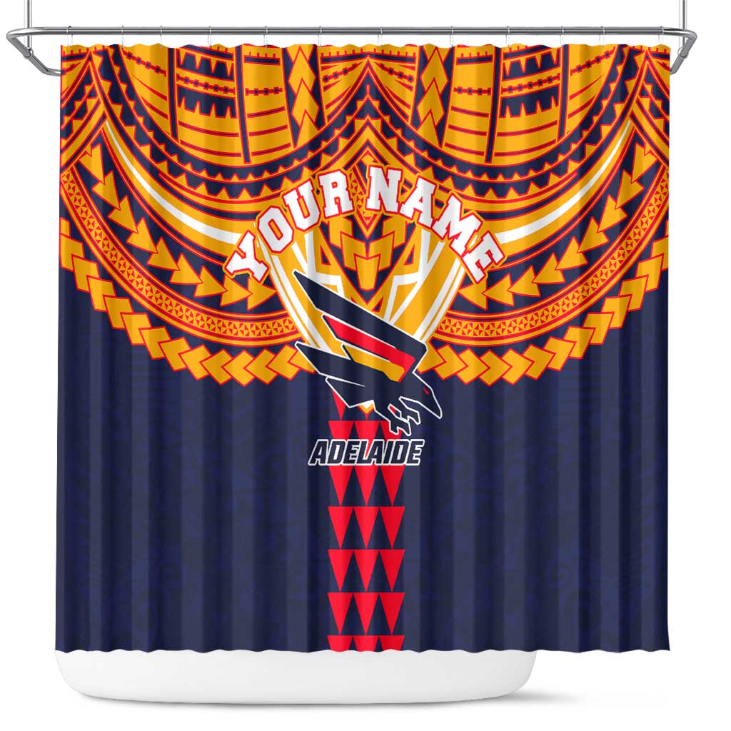 Personalized Adelaide Crows Shower Curtain Polynesian Tribal Pattern Heritage Football