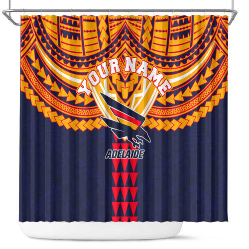 Personalized Adelaide Crows Shower Curtain Polynesian Tribal Pattern Heritage Football