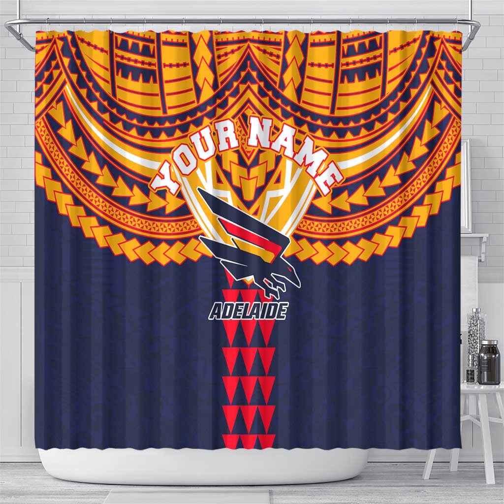 Personalized Adelaide Crows Shower Curtain Polynesian Tribal Pattern Heritage Football