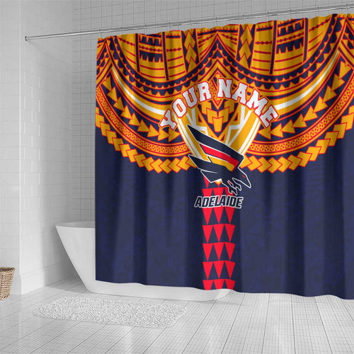 Personalized Adelaide Crows Shower Curtain Polynesian Tribal Pattern Heritage Football
