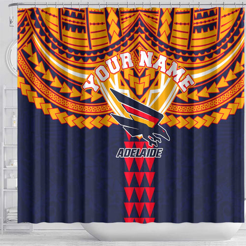Personalized Adelaide Crows Shower Curtain Polynesian Tribal Pattern Heritage Football