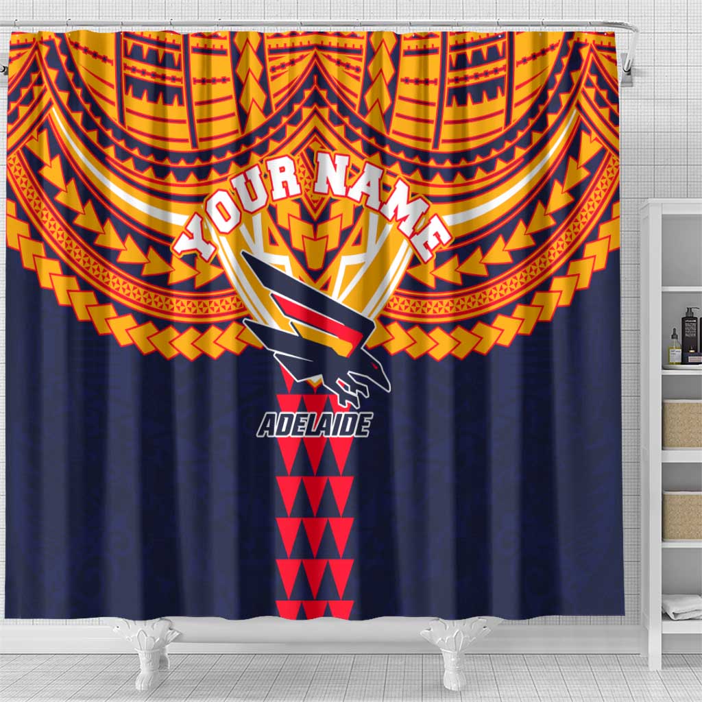 Personalized Adelaide Crows Shower Curtain Polynesian Tribal Pattern Heritage Football
