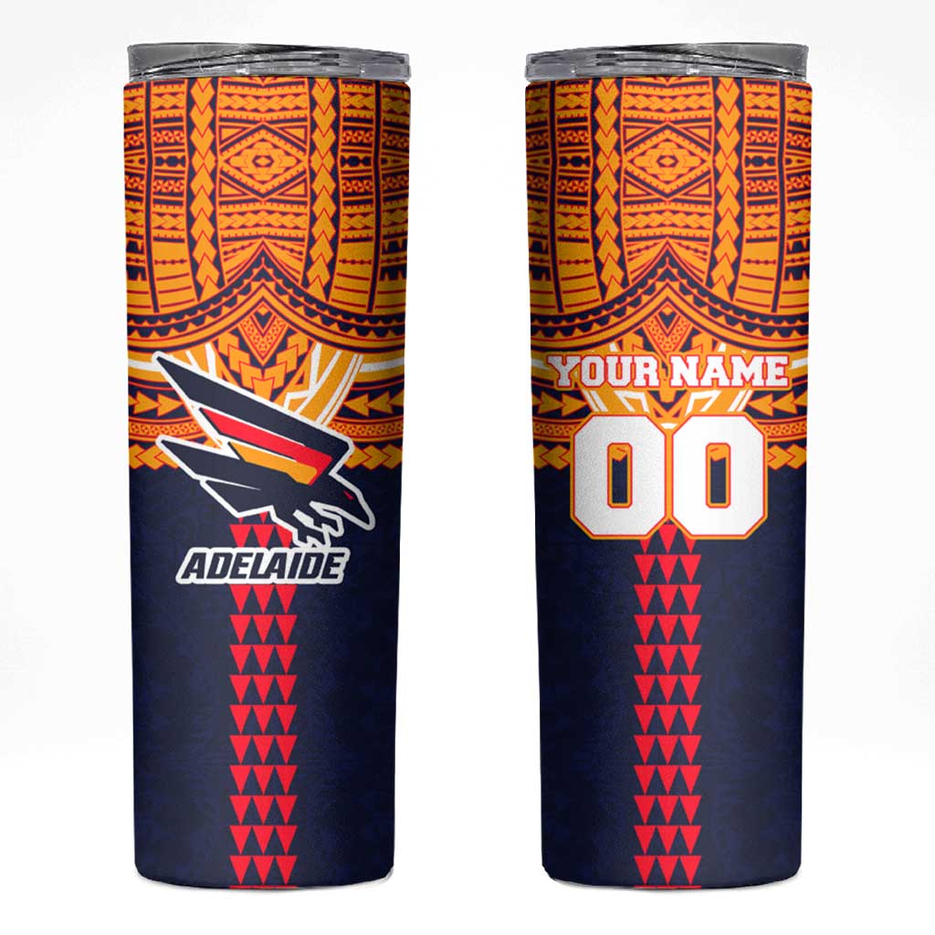 Personalized Adelaide Crows Skinny Tumbler Polynesian Tribal Pattern Heritage Football