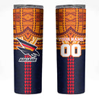 Personalized Adelaide Crows Skinny Tumbler Polynesian Tribal Pattern Heritage Football