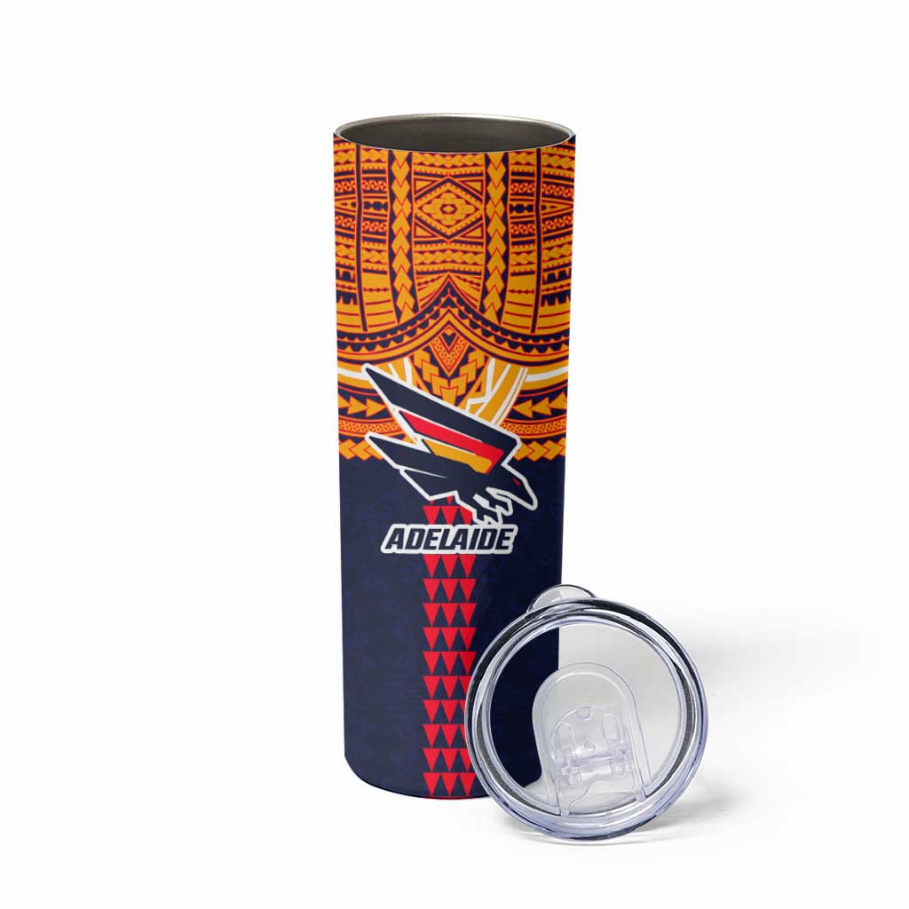 Personalized Adelaide Crows Skinny Tumbler Polynesian Tribal Pattern Heritage Football